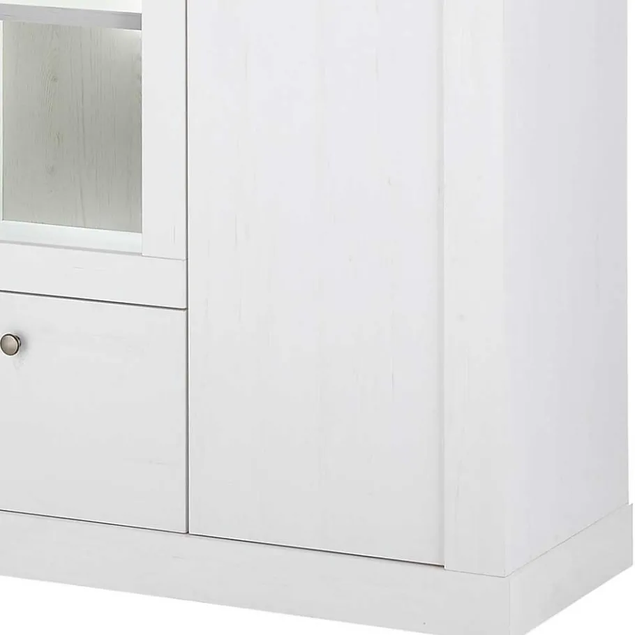Sale Wohnen Highboard Vitrine in weißer Holzoptik Pinie - Liancos