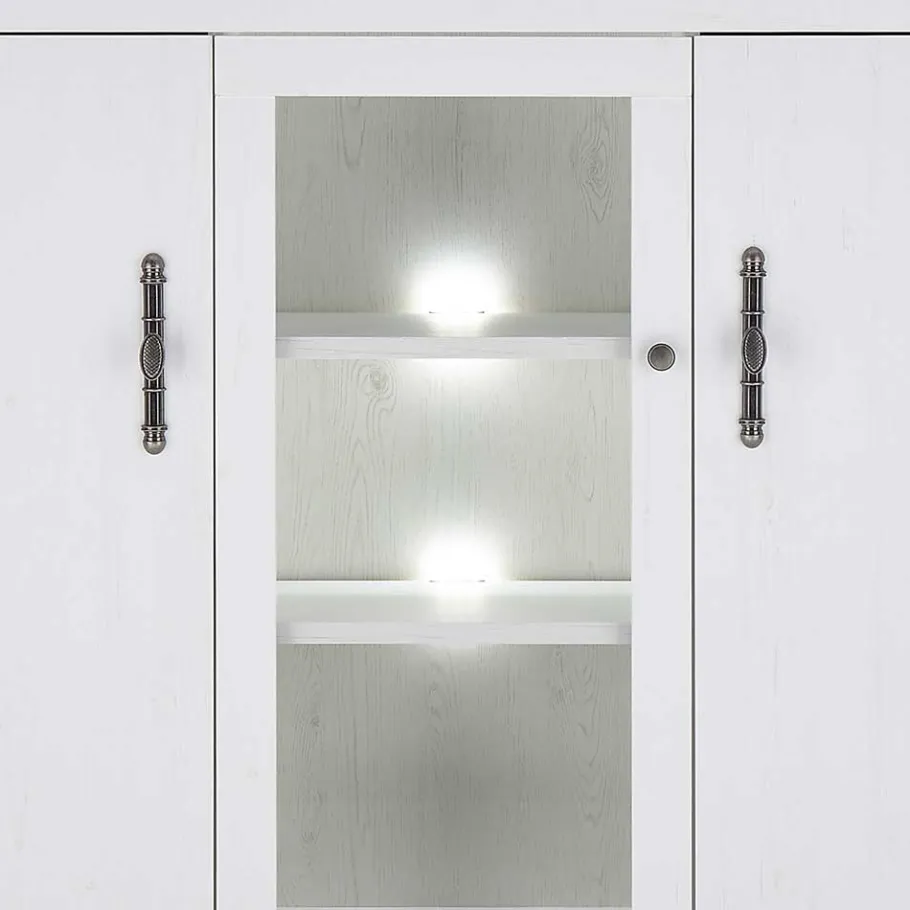 Sale Wohnen Highboard Vitrine in weißer Holzoptik Pinie - Liancos