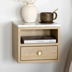 Clearance Wohnen Hänge-Nachtkommode in Eiche White Wash - Loppa