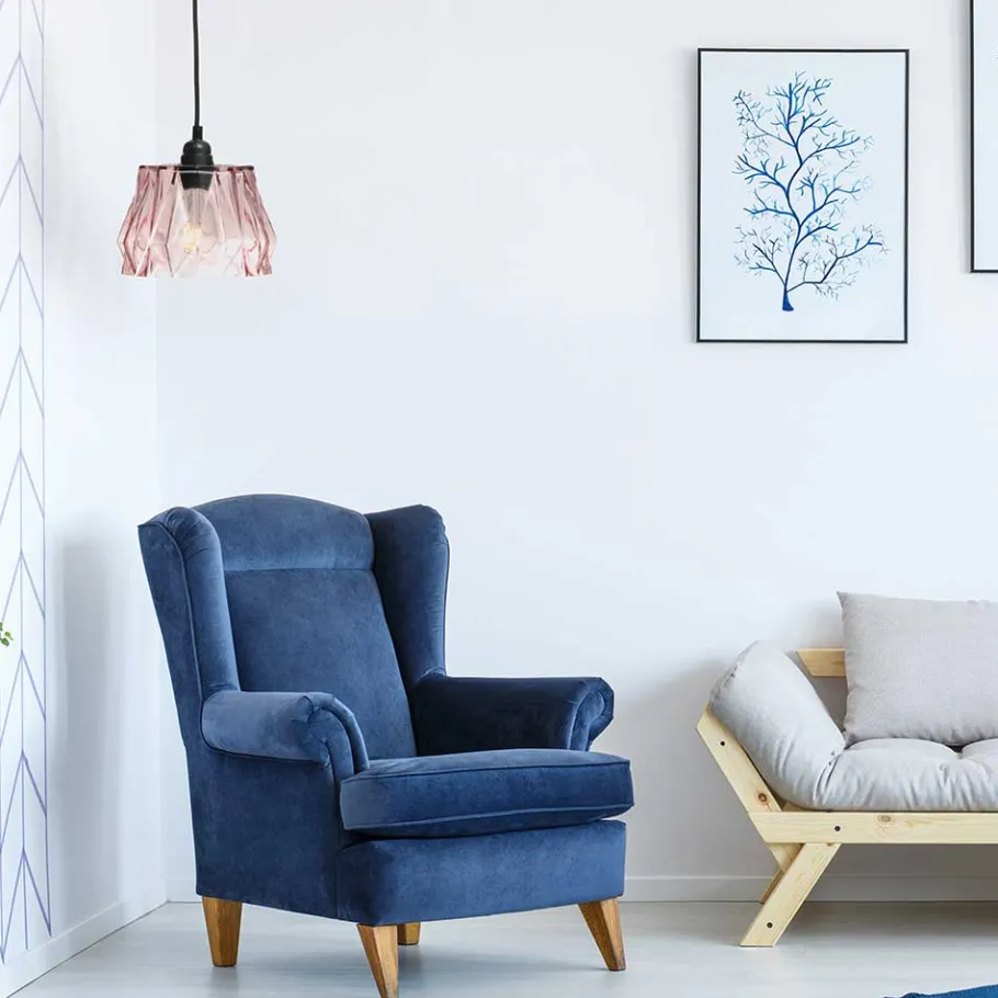 New Wohnen Hängende Lampe aus Glas in Rosa - Erasmo
