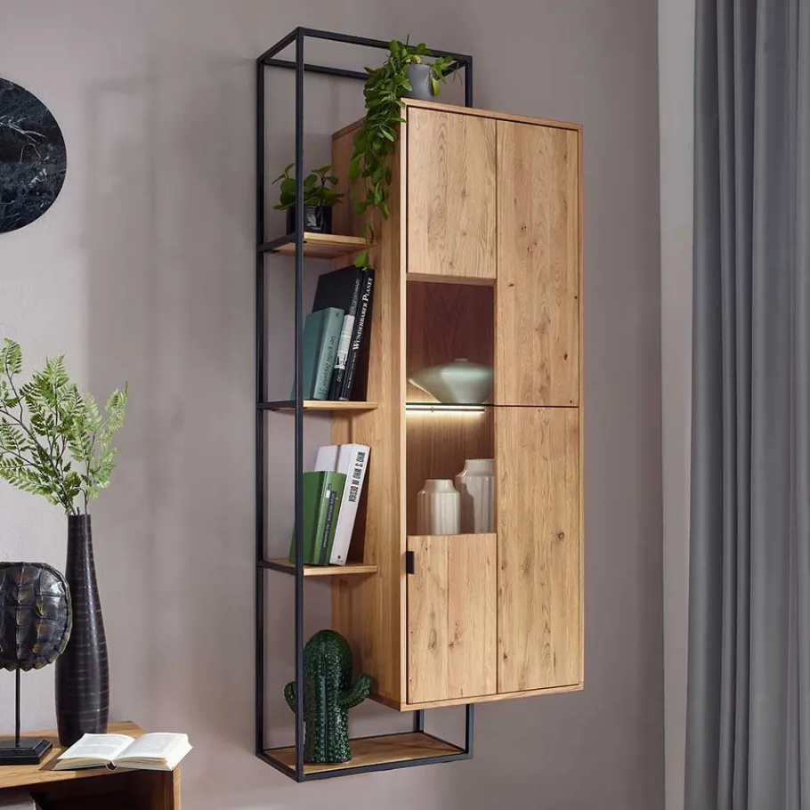 Online Wohnen Hängeschrank mit Regal aus Wildeiche - Varzado