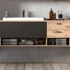 Discount Wohnen Hänge-Waschbeckenschrank mit Aufsatzbecken - Steikun