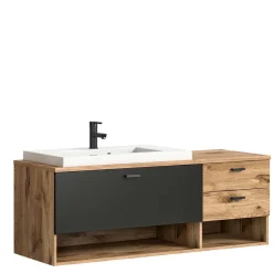 Discount Wohnen Hänge-Waschbeckenschrank mit Aufsatzbecken - Steikun