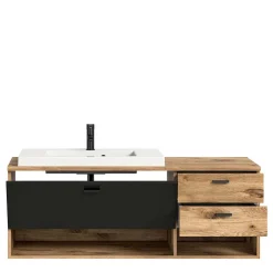 Discount Wohnen Hänge-Waschbeckenschrank mit Aufsatzbecken - Steikun