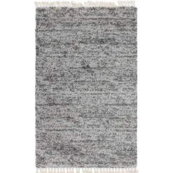 Hot Wohnen Hochflor Läufer Teppich in Grau und Creme - Cesario