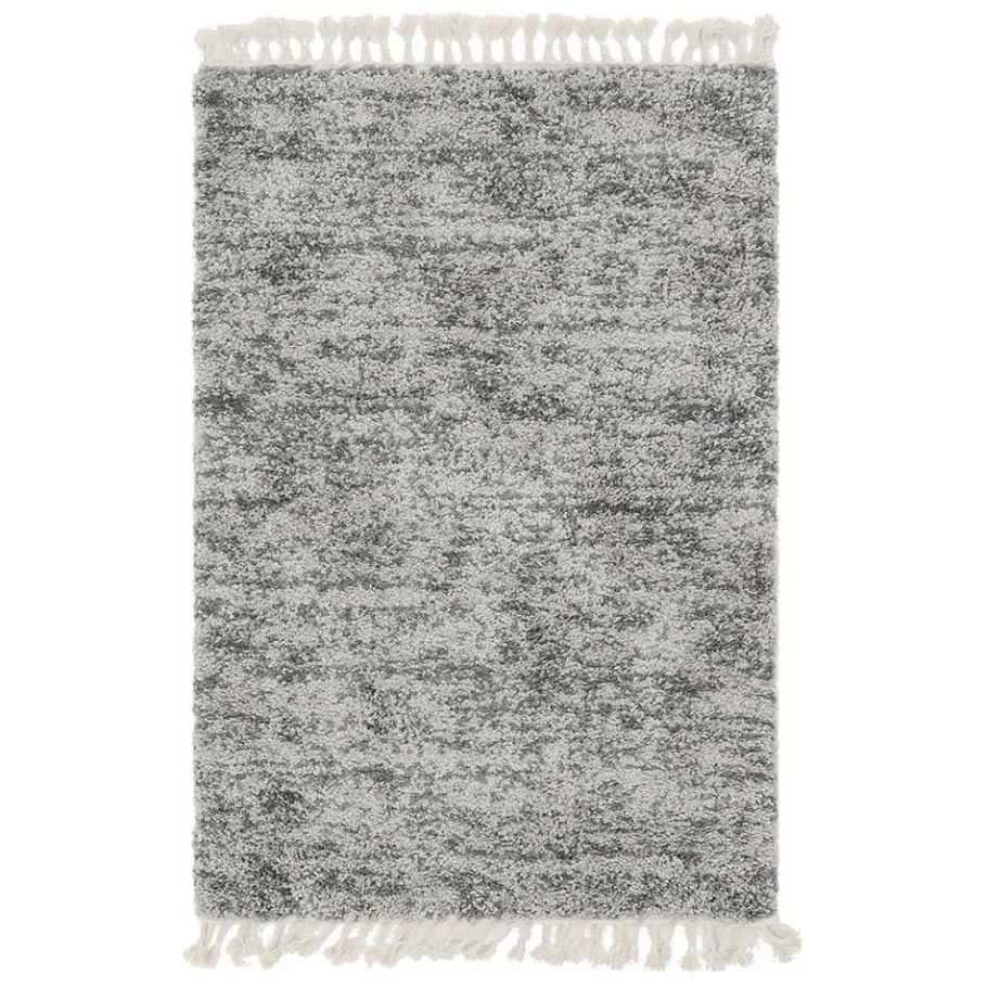 Hot Wohnen Hochflor Läufer Teppich in Grau und Creme - Cesario