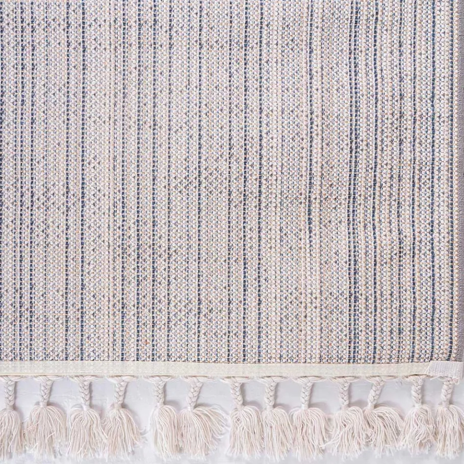 Hot Wohnen Hochflor Läufer Teppich in Grau und Creme - Cesario