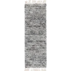 Hot Wohnen Hochflor Läufer Teppich in Grau und Creme - Cesario