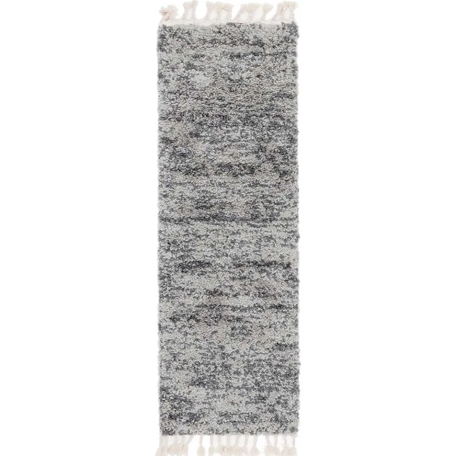 Hot Wohnen Hochflor Läufer Teppich in Grau und Creme - Cesario
