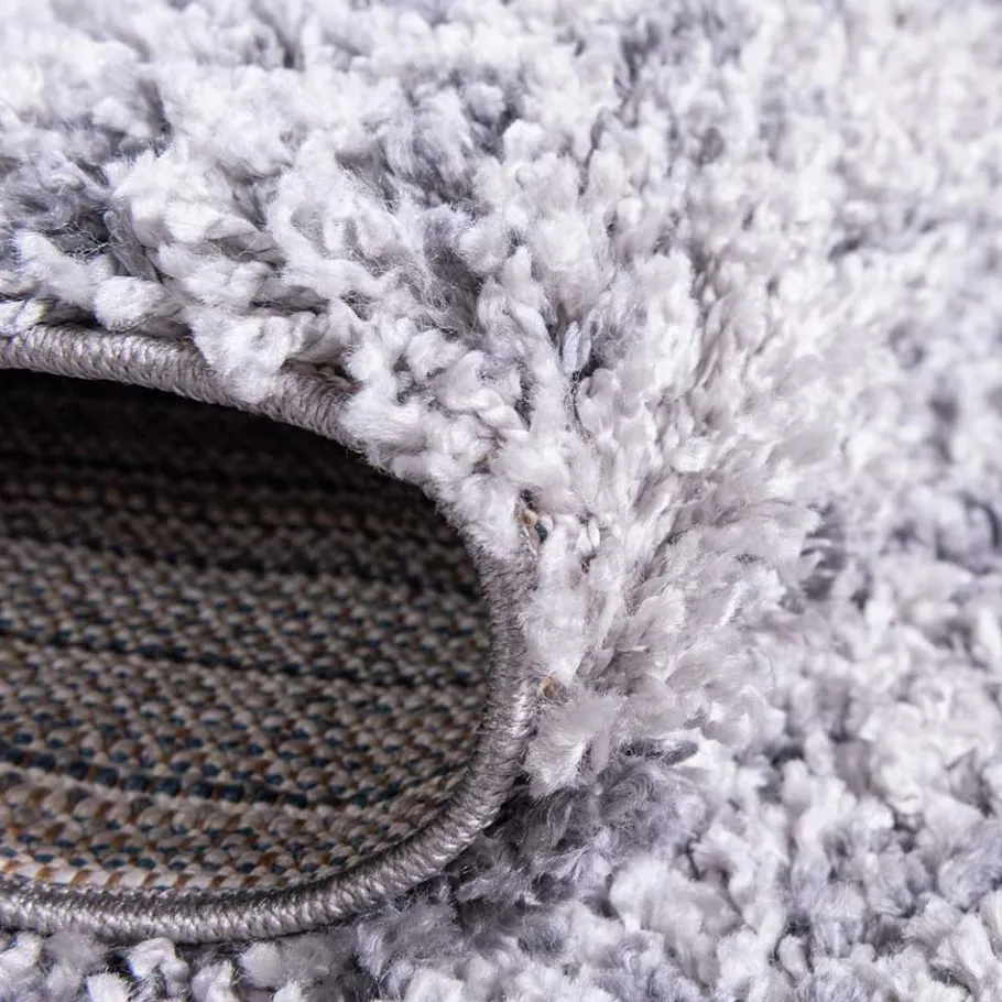 Hot Wohnen Hochflor Läufer Teppich in Grau und Creme - Cesario
