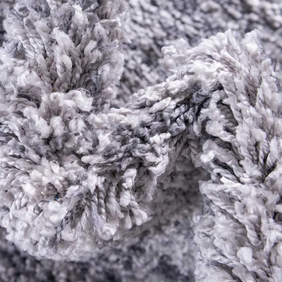 Hot Wohnen Hochflor Läufer Teppich in Grau und Creme - Cesario