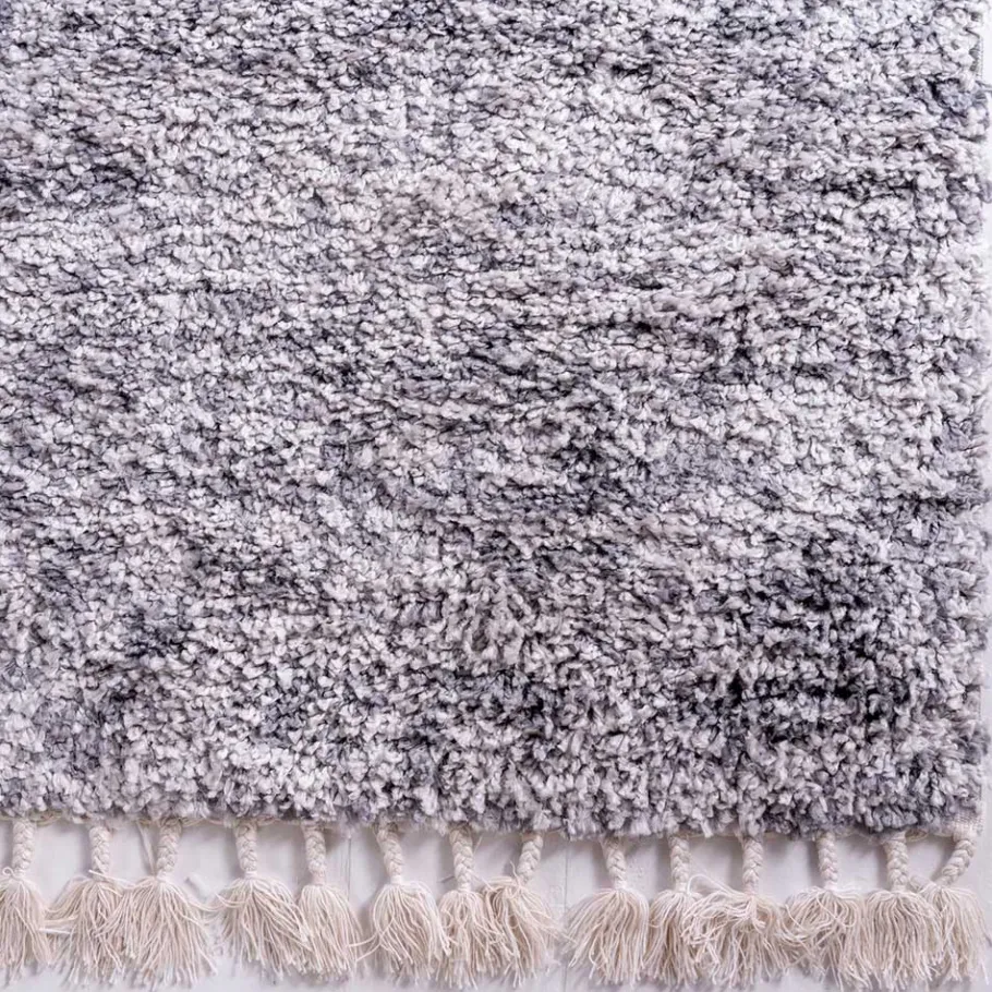 Hot Wohnen Hochflor Läufer Teppich in Grau und Creme - Cesario