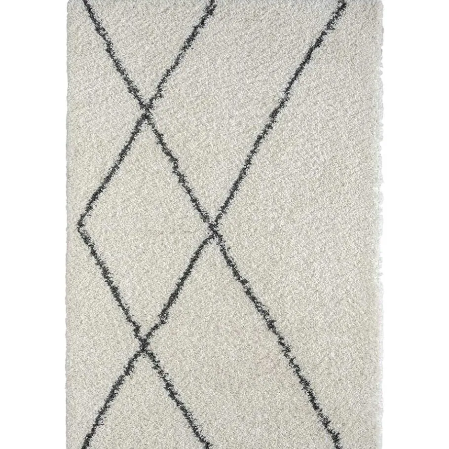 Online Wohnen Hochflor Teppich in Creme und Schwarz - You