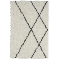 Online Wohnen Hochflor Teppich in Creme und Schwarz - You