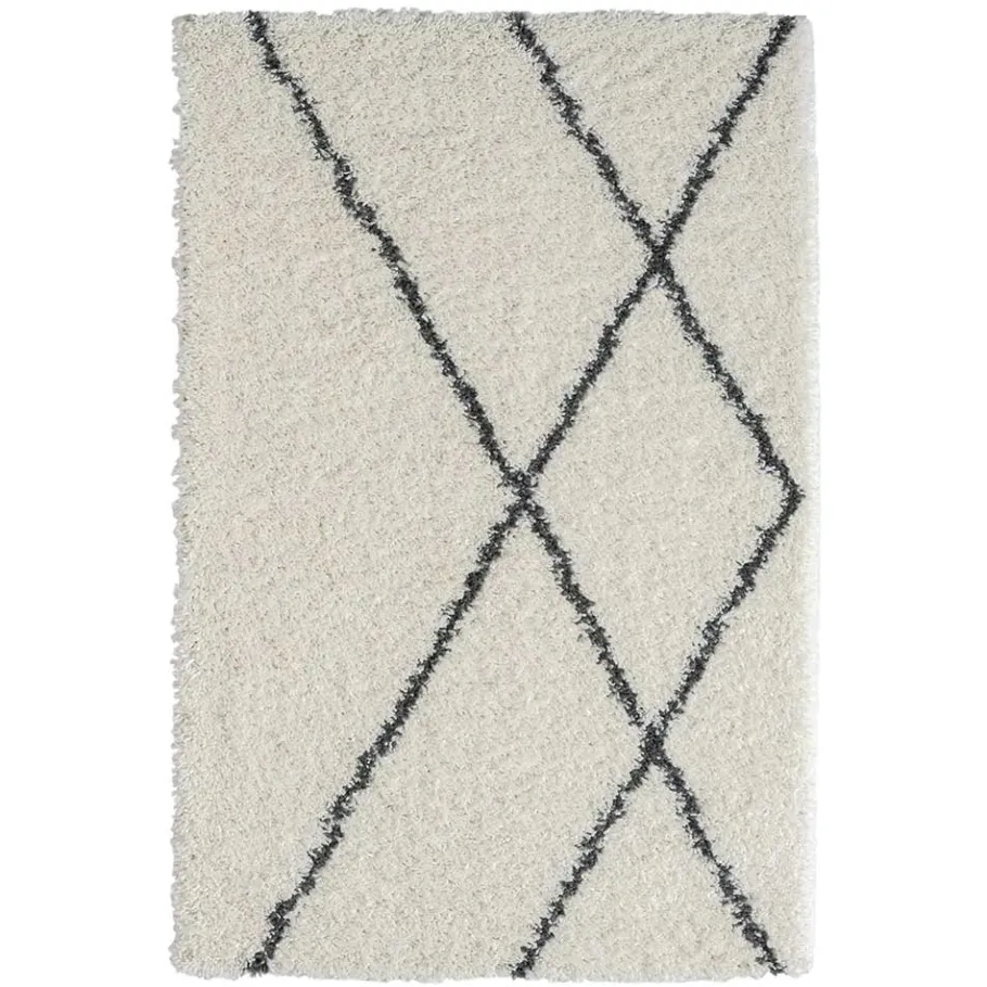 Online Wohnen Hochflor Teppich in Creme und Schwarz - You
