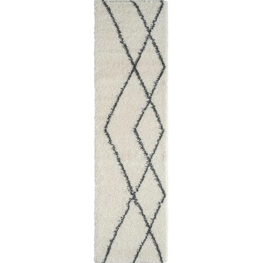 Online Wohnen Hochflor Teppich in Creme und Schwarz - You