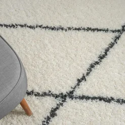 Online Wohnen Hochflor Teppich in Creme und Schwarz - You