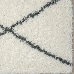 Online Wohnen Hochflor Teppich in Creme und Schwarz - You