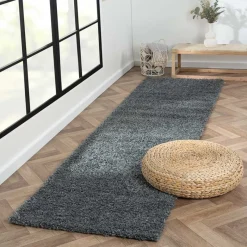 Wohnen Hochflor Teppich in dunklem Grau - Bescion