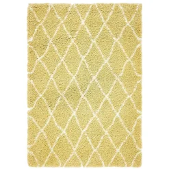 Hot Wohnen Hochflor Teppich Läufer in Gelb und Creme - Luzifania