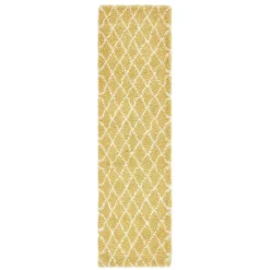 Hot Wohnen Hochflor Teppich Läufer in Gelb und Creme - Luzifania