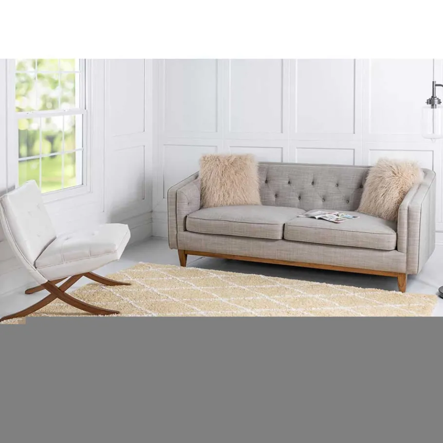 Hot Wohnen Hochflor Teppich Läufer in Gelb und Creme - Luzifania