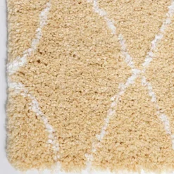 Hot Wohnen Hochflor Teppich Läufer in Gelb und Creme - Luzifania