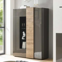 Sale Wohnen Hochglanz Highboard mit Glas - Eracosta