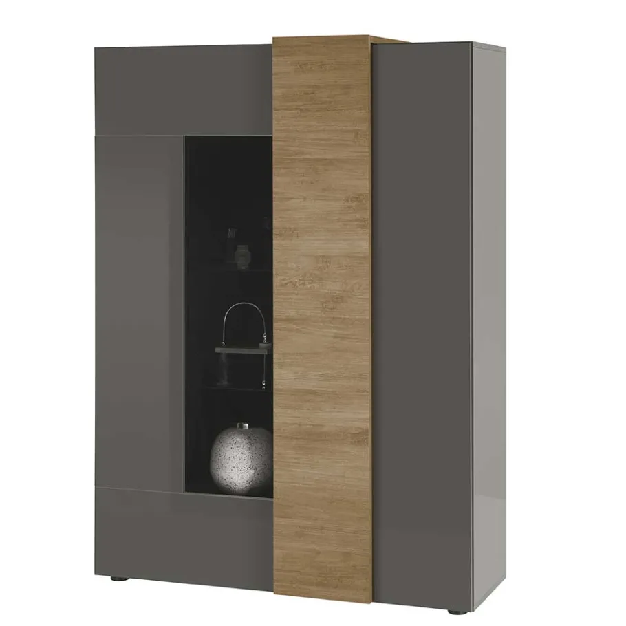 Sale Wohnen Hochglanz Highboard mit Glas - Eracosta