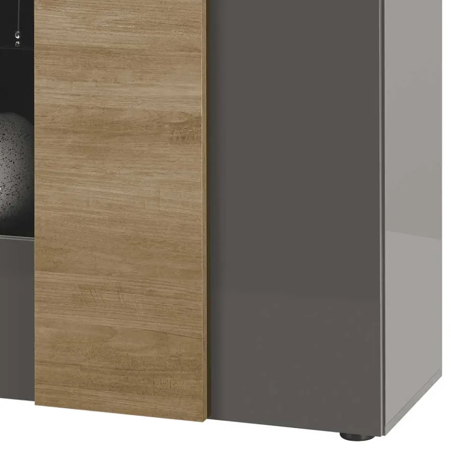 Sale Wohnen Hochglanz Highboard mit Glas - Eracosta