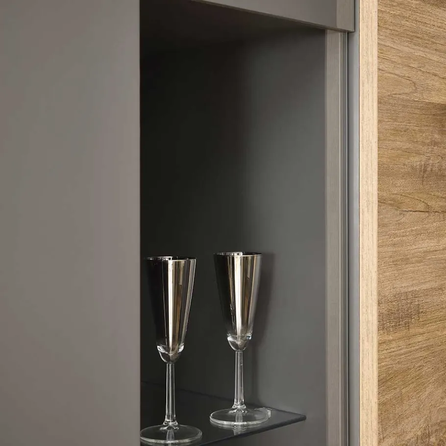Sale Wohnen Hochglanz Highboard mit Glas - Eracosta
