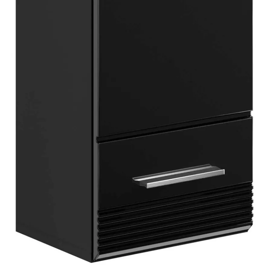 Hot Wohnen Hochglanz Oberschrank fürs Bad in Schwarz - Culina