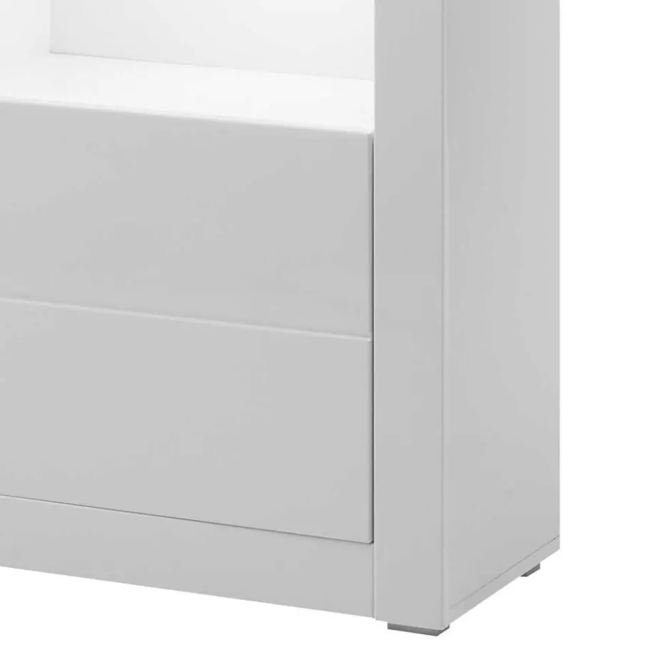 Best Wohnen Hochglanz Vitrine in Weiß mit Beton Dekor Mextra 2-türig
