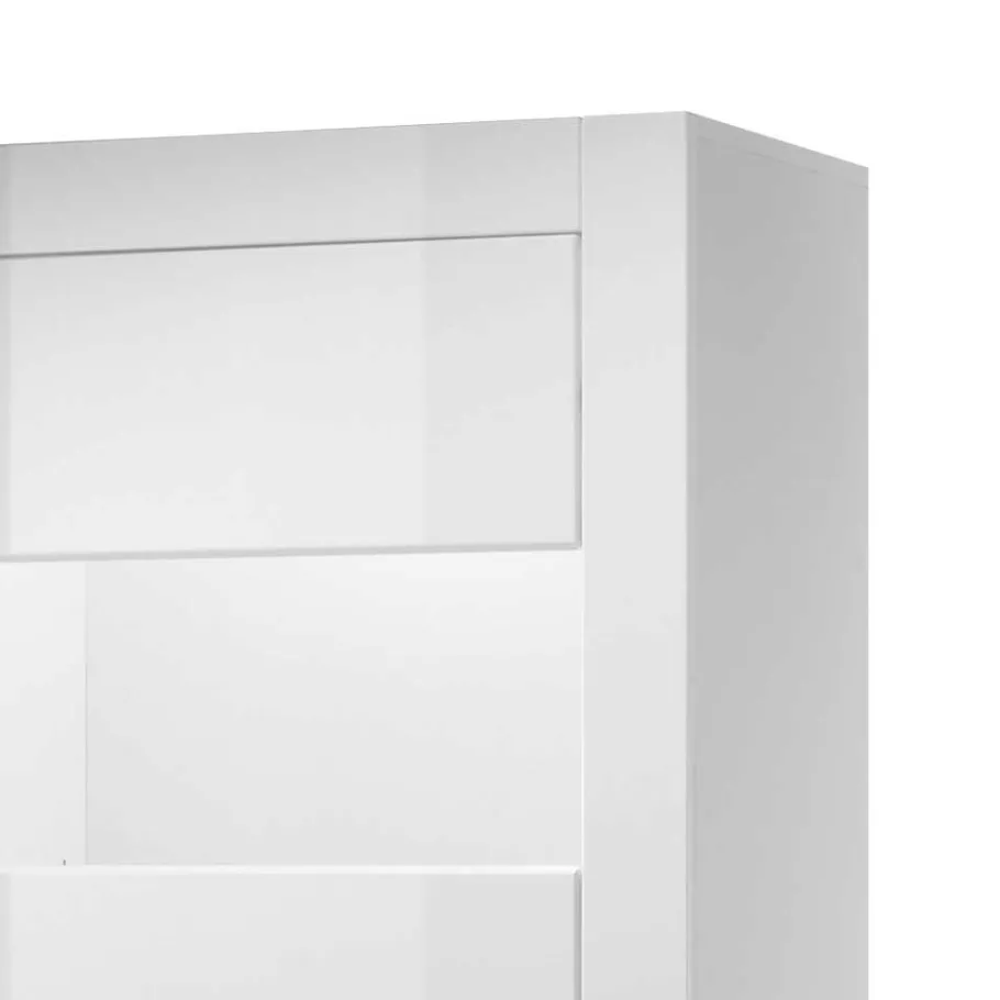 Best Wohnen Hochglanz Vitrine in Weiß mit Beton Dekor Mextra 2-türig