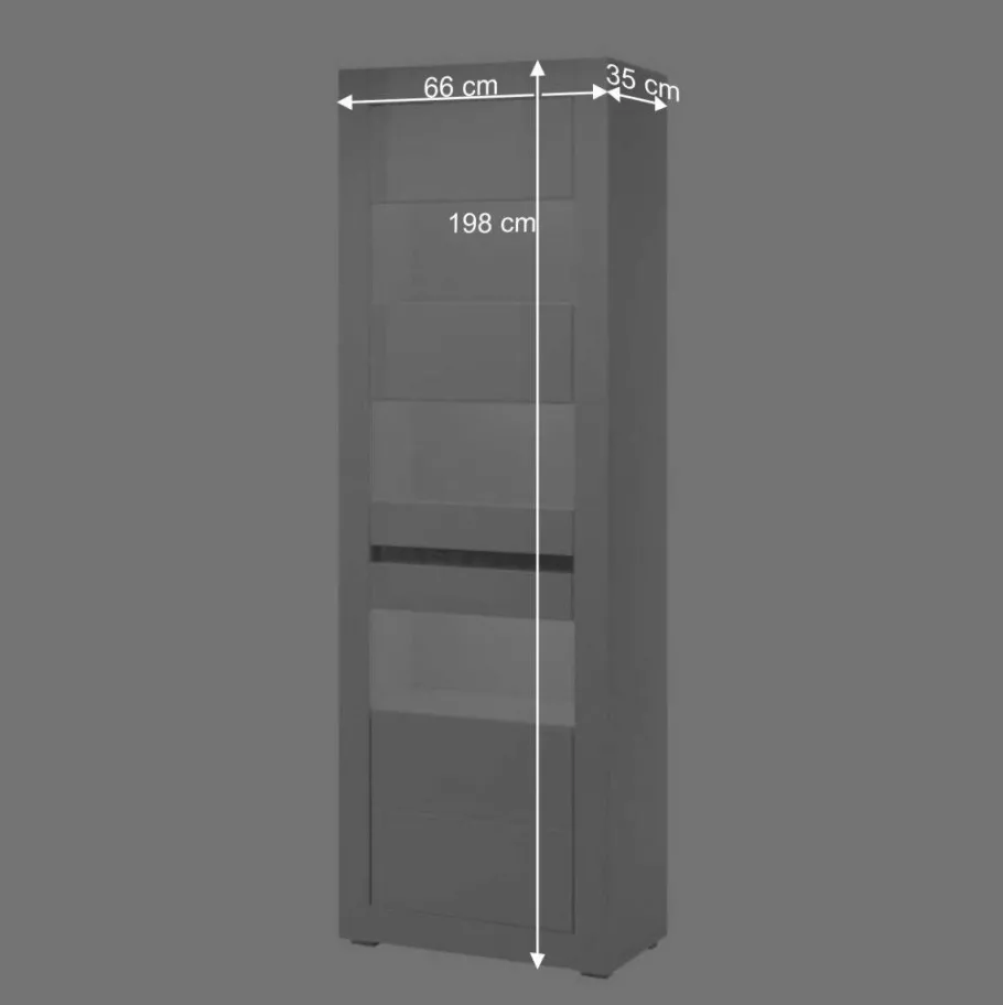 Best Wohnen Hochglanz Vitrine in Weiß mit Beton Dekor Mextra 2-türig