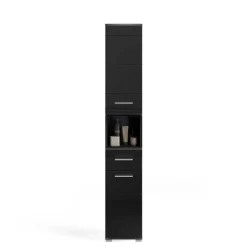 Wohnen Hochglänzender Bad Hochschrank in Schwarz - Culina