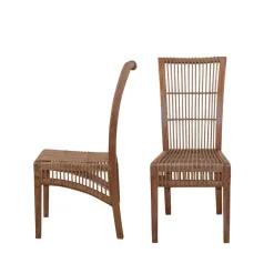 Discount Wohnen Hochlehner Rattanstuhl in Braun - Tiploma (2er Set)