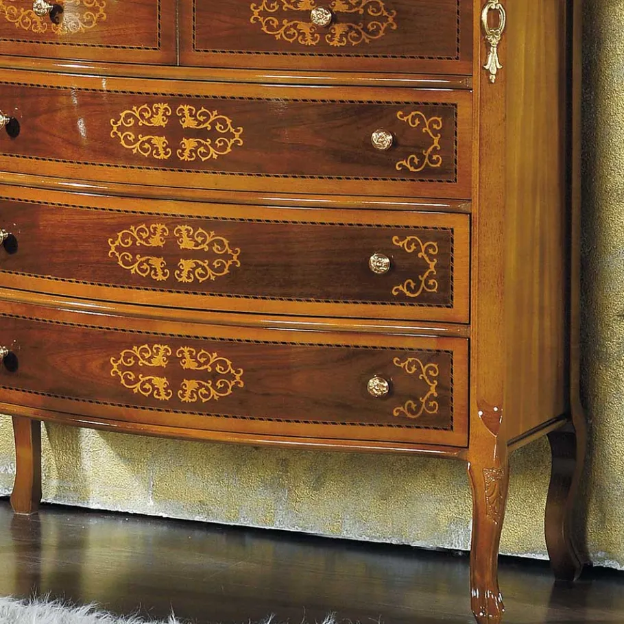 Outlet Wohnen Hochwertige Kommode im Barock Stil Natale in Nussbaum Braun