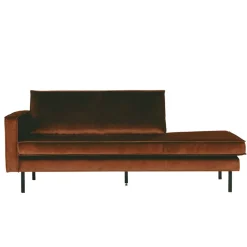 Clearance Wohnen Hochwertige Recamiere als 3-Sitzer Naryon mit Samt Rostbraun