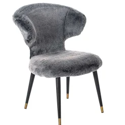 Sale Wohnen Hochwertiger Design Stuhl aus Kunstfell in Grau - Zarodrana