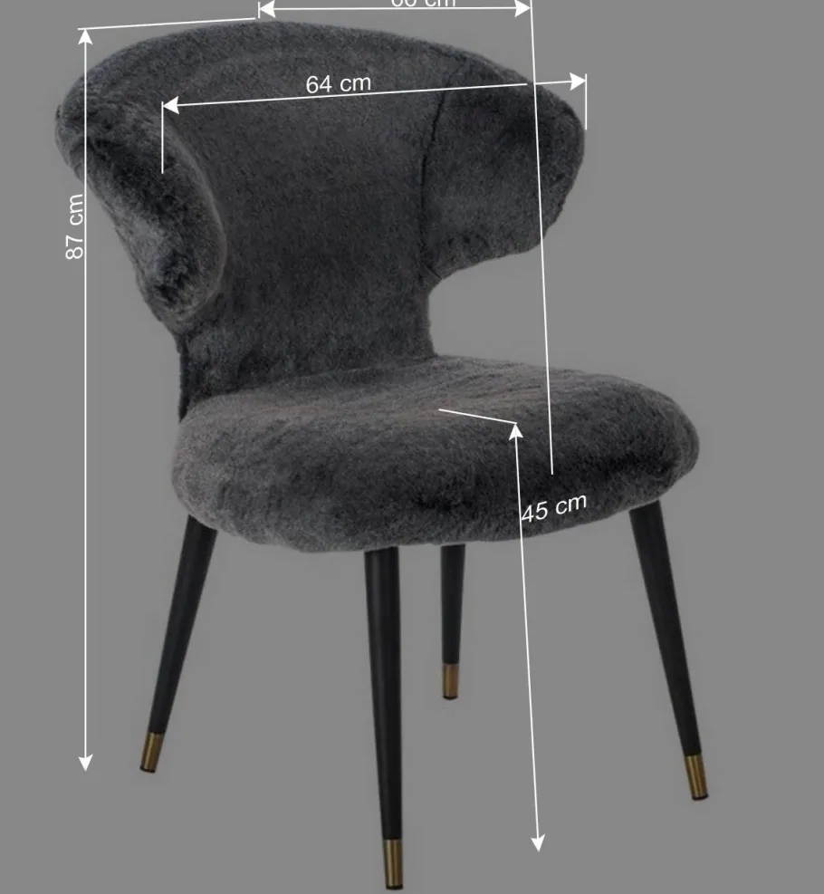 Sale Wohnen Hochwertiger Design Stuhl aus Kunstfell in Grau - Zarodrana