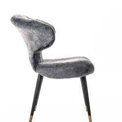 Sale Wohnen Hochwertiger Design Stuhl aus Kunstfell in Grau - Zarodrana