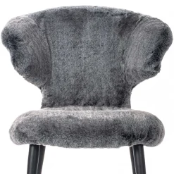 Sale Wohnen Hochwertiger Design Stuhl aus Kunstfell in Grau - Zarodrana