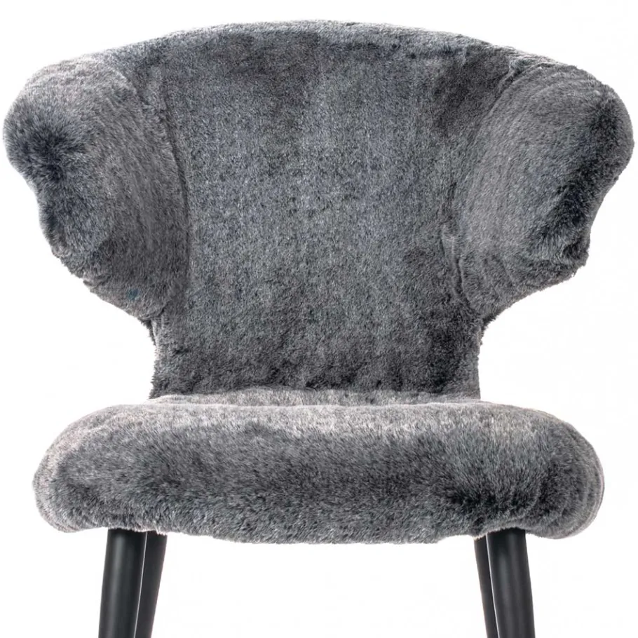Sale Wohnen Hochwertiger Design Stuhl aus Kunstfell in Grau - Zarodrana