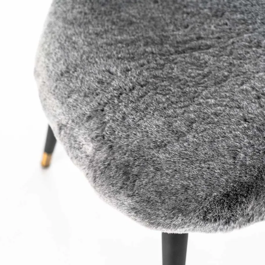 Sale Wohnen Hochwertiger Design Stuhl aus Kunstfell in Grau - Zarodrana