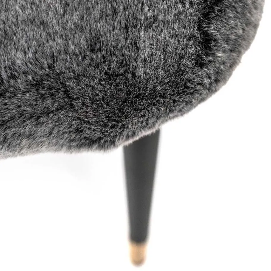 Sale Wohnen Hochwertiger Design Stuhl aus Kunstfell in Grau - Zarodrana