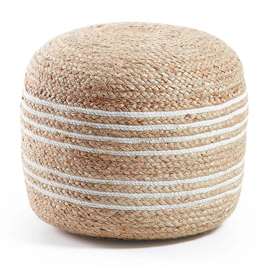 Sale Wohnen Hocker aus Jute Geflecht in Natur & Weiß - Bondio