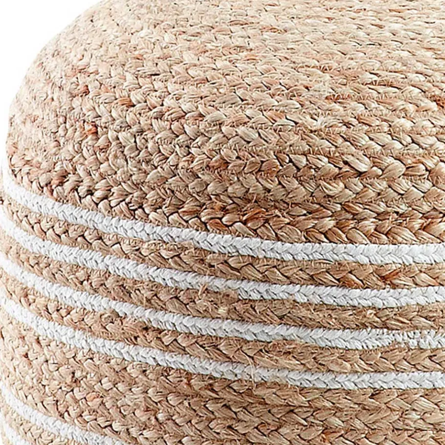 Sale Wohnen Hocker aus Jute Geflecht in Natur & Weiß - Bondio