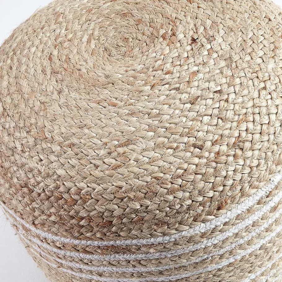 Sale Wohnen Hocker aus Jute Geflecht in Natur & Weiß - Bondio