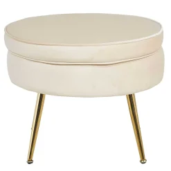 Discount Wohnen Hocker in Beige Samtbezug - Mamba